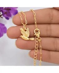 18K Gold Plated Dove Pendant – Flying Bird Peace Symbol Jewelry for Her