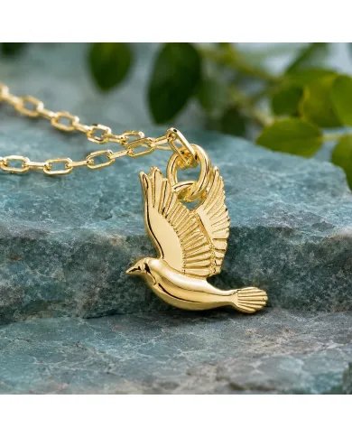 18K Gold Plated Dove Pendant – Flying Bird Peace Symbol Jewelry for Her
