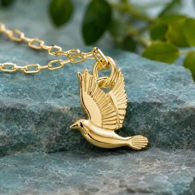 18K Gold Plated Dove Pendant – Flying Bird Peace Symbol Jewelry for Her