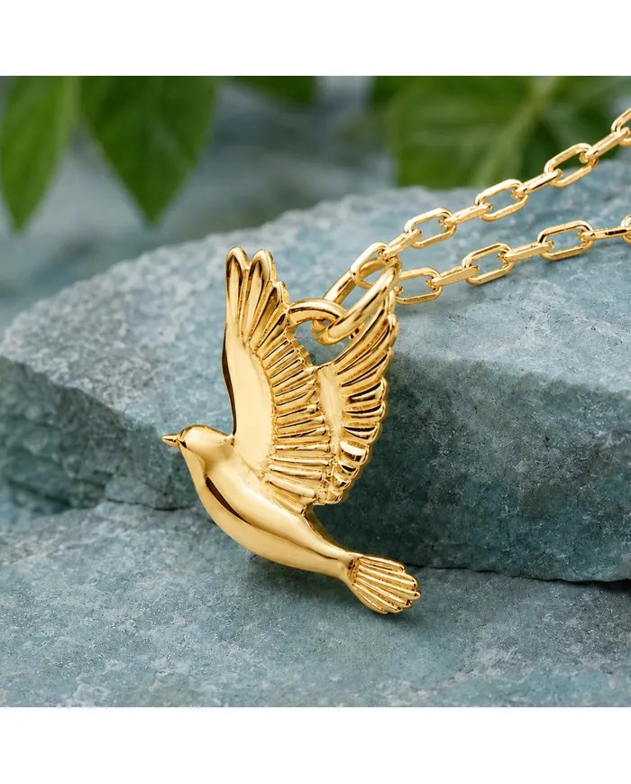 18K Gold Plated Dove Pendant – Flying Bird Peace Symbol Jewelry for Her