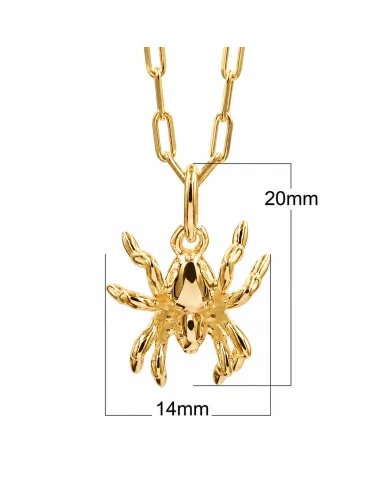 18K Gold Plated Vintage Spider Pendant Retro Jewelry for Men and Women