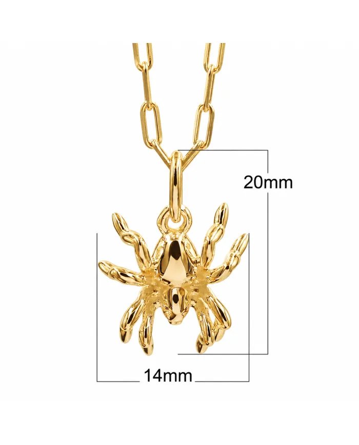 18K Gold Plated Vintage Spider Pendant Retro Jewelry for Men and Women