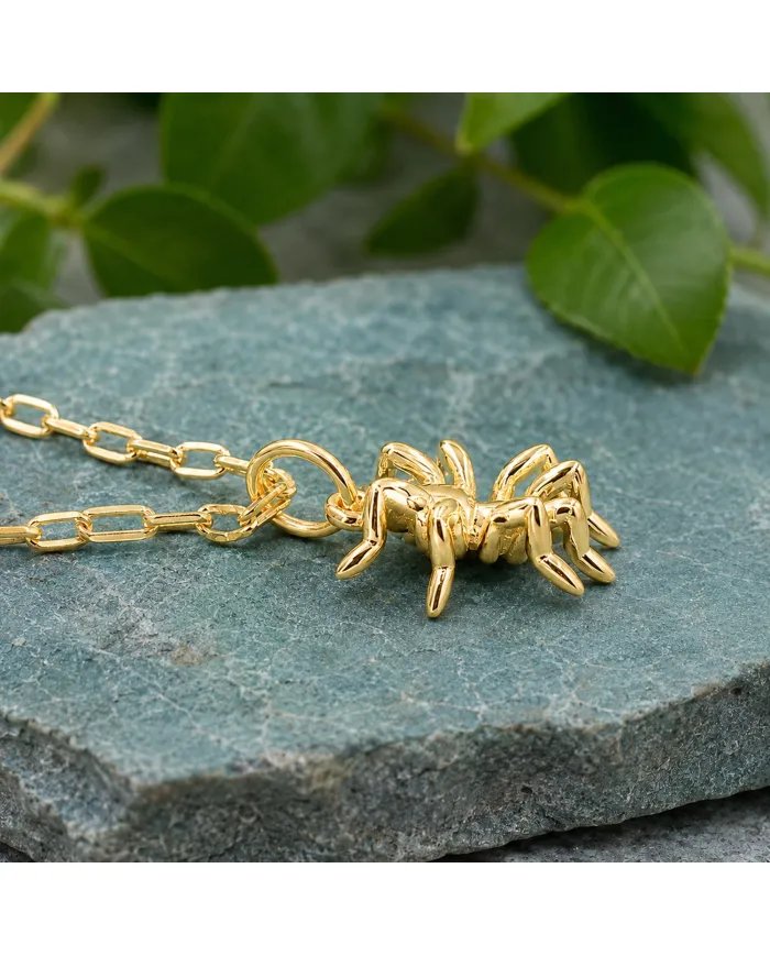 18K Gold Plated Vintage Spider Pendant Retro Jewelry for Men and Women