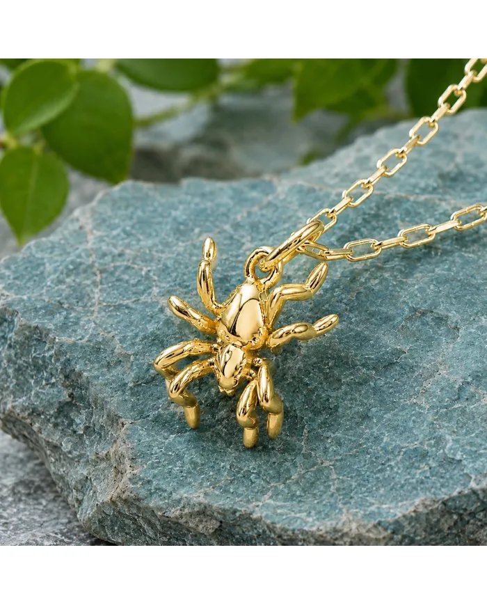 18K Gold Plated Vintage Spider Pendant Retro Jewelry for Men and Women