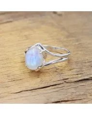 Natural Moonstone Ring - Sterling Silver Handmade Ring for Women