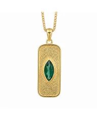 18K Gold Plated Green Emerald Marquise Pendant - Handmade Jewelry