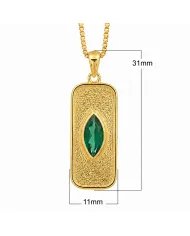 18K Gold Plated Green Emerald Marquise Pendant - Handmade Jewelry
