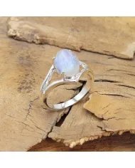 Natural Moonstone Ring - Sterling Silver Handmade Ring for Women