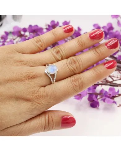 Natural Moonstone Ring - Sterling Silver Handmade Ring for Women