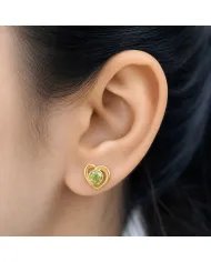 18K Gold Plated Peridot Heart Stud Earrings - Gemstone Jewelry for Her