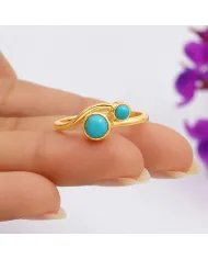 18K Gold Plated Arizona Turquoise Ring - Handmade Jewelry for Women