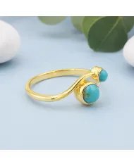 18K Gold Plated Arizona Turquoise Ring - Handmade Jewelry for Women