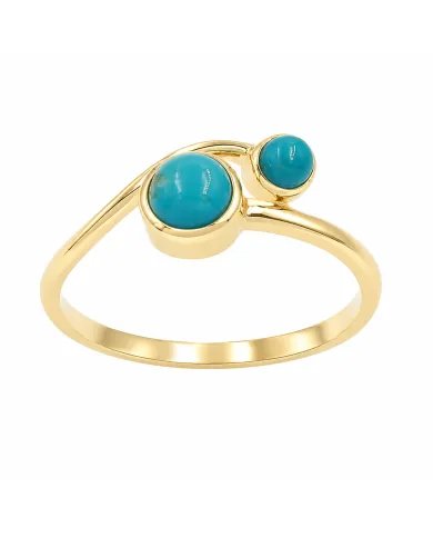 18K Gold Plated Arizona Turquoise Ring - Handmade Jewelry for Women