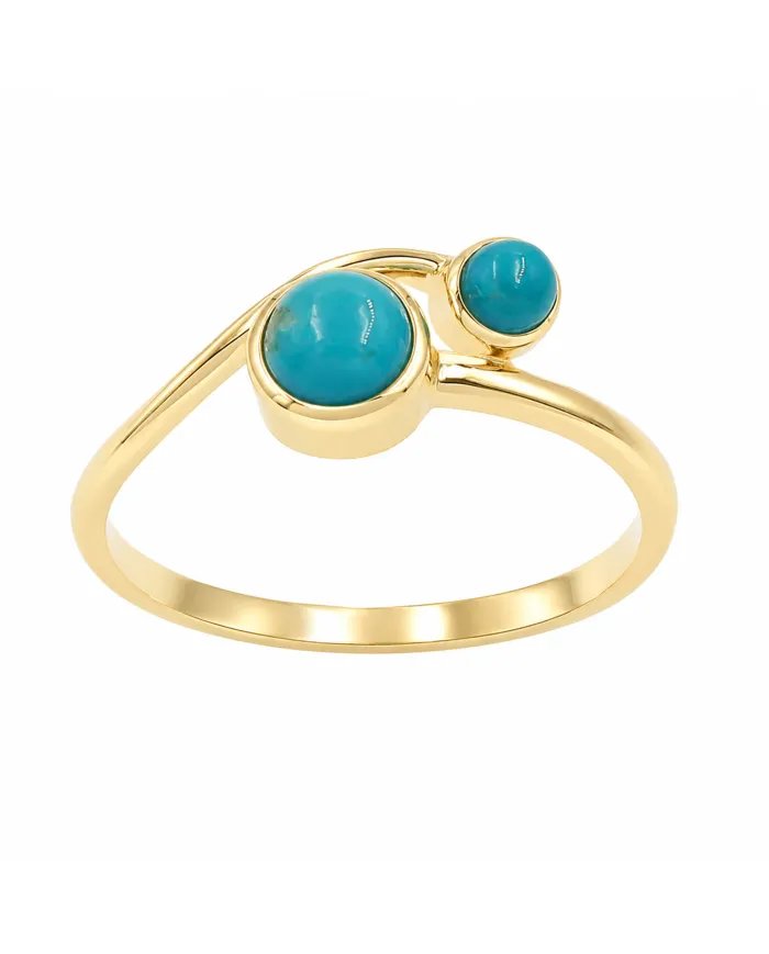 18K Gold Plated Arizona Turquoise Ring - Handmade Jewelry for Women