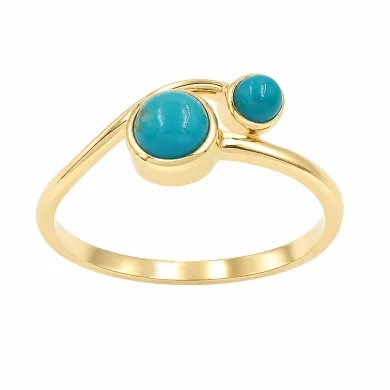 18K Gold Plated Arizona Turquoise Ring - Handmade Jewelry for Women