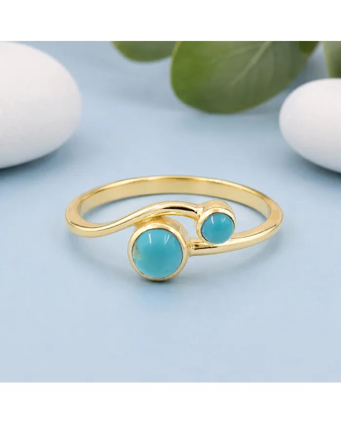 18K Gold Plated Arizona Turquoise Ring - Handmade Jewelry for Women