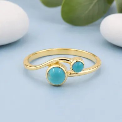 18K Gold Plated Arizona Turquoise Ring - Handmade Jewelry for Women