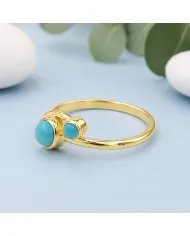18K Gold Plated Arizona Turquoise Ring - Handmade Jewelry for Women