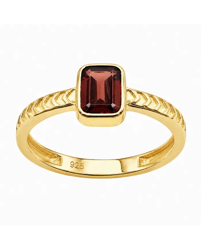 18K Gold Plated Garnet Ring – Handmade Gemstone Jewelry for Her