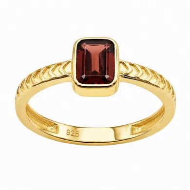 18K Gold Plated Garnet Ring – Handmade Gemstone Jewelry for Her