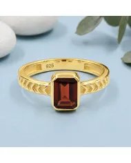 18K Gold Plated Garnet Ring – Handmade Gemstone Jewelry for Her