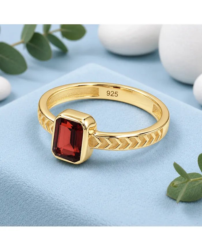 18K Gold Plated Garnet Ring – Handmade Gemstone Jewelry for Her