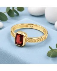 18K Gold Plated Garnet Ring – Handmade Gemstone Jewelry for Her