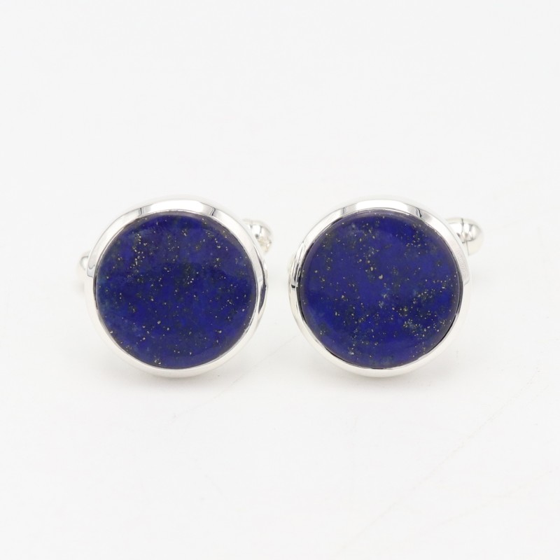 Elegant Round buy Blue Lapis Lazuli Cufflinks