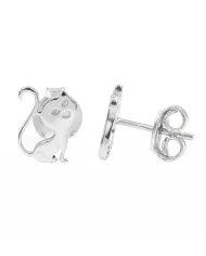 18K Gold Plated Cat Stud Earrings Handmade Sterling Silver Gift Her