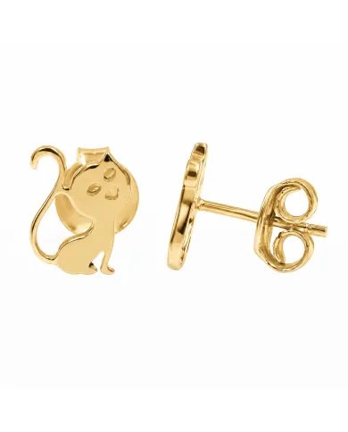 18K Gold Plated Cat Stud Earrings Handmade Sterling Silver Gift Her