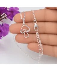 925 Sterling Silver Mushroom Pendant Handmade Forest Jewelry Gift