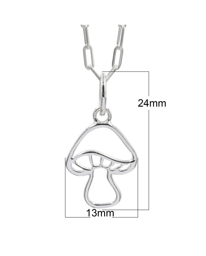 925 Sterling Silver Mushroom Pendant Handmade Forest Jewelry Gift