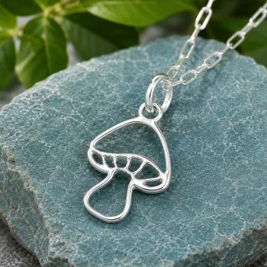 925 Sterling Silver Mushroom Pendant Handmade Forest Jewelry Gift