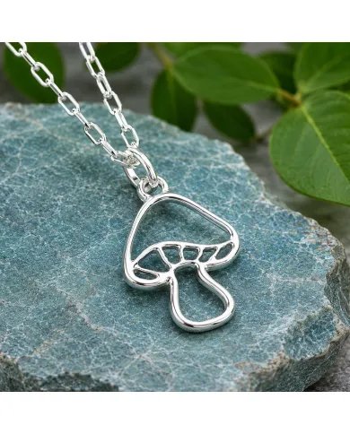 925 Sterling Silver Mushroom Pendant Handmade Forest Jewelry Gift