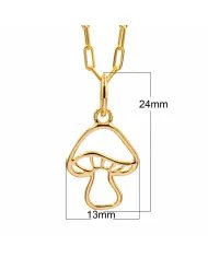 18K Gold Plated Mushroom Pendant - 925 Silver Handmade Forest Jewelry