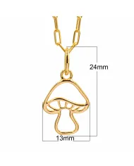 18K Gold Plated Mushroom Pendant - Handmade Forest Jewelry
