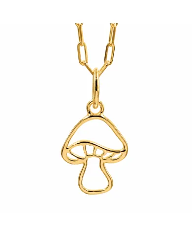 18K Gold Plated Mushroom Pendant - Handmade Forest Jewelry