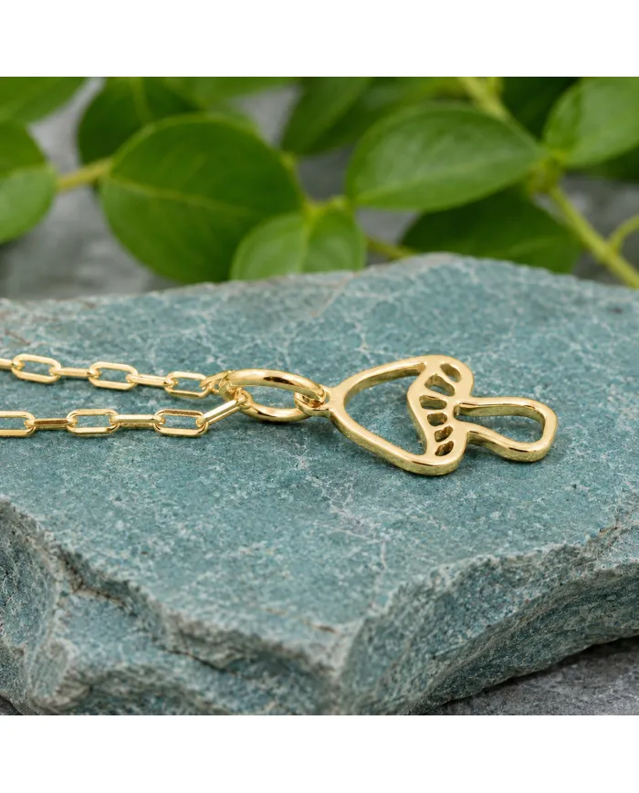 18K Gold Plated Mushroom Pendant - Handmade Forest Jewelry