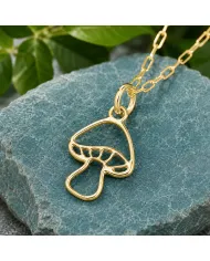 18K Gold Plated Mushroom Pendant - Handmade Forest Jewelry