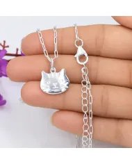 925 Sterling Silver Tabby Cat Pendant Necklace - Gift for Cat Lovers
