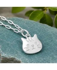 925 Sterling Silver Tabby Cat Pendant Necklace - Gift for Cat Lovers