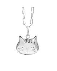 Tabby Cat Pendant Necklace 18K Gold Plated Sterling Silver Gift for Her