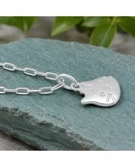 925 Sterling Silver Tabby Cat Pendant Necklace - Gift for Cat Lovers