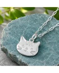 925 Sterling Silver Tabby Cat Pendant Necklace - Gift for Cat Lovers