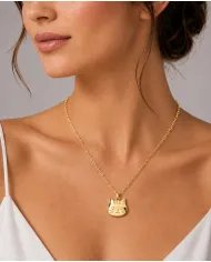 Tabby Cat Pendant Necklace 18K Gold Plated Sterling Silver Gift for Her
