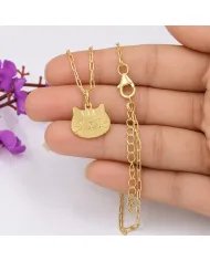Tabby Cat Pendant Necklace 18K Gold Plated Sterling Silver Gift for Her