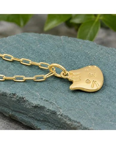 Tabby Cat Pendant Necklace 18K Gold Plated Sterling Silver Gift for Her