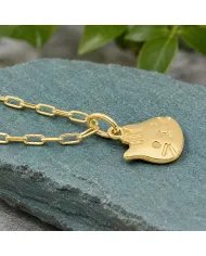 Tabby Cat Pendant Necklace 18K Gold Plated Sterling Silver Gift for Her