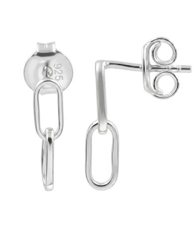 Paperclip Chain Earrings 925 Sterling Silver - Modern Geometric Design