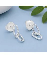 Paperclip Chain Earrings 925 Sterling Silver - Modern Geometric Design